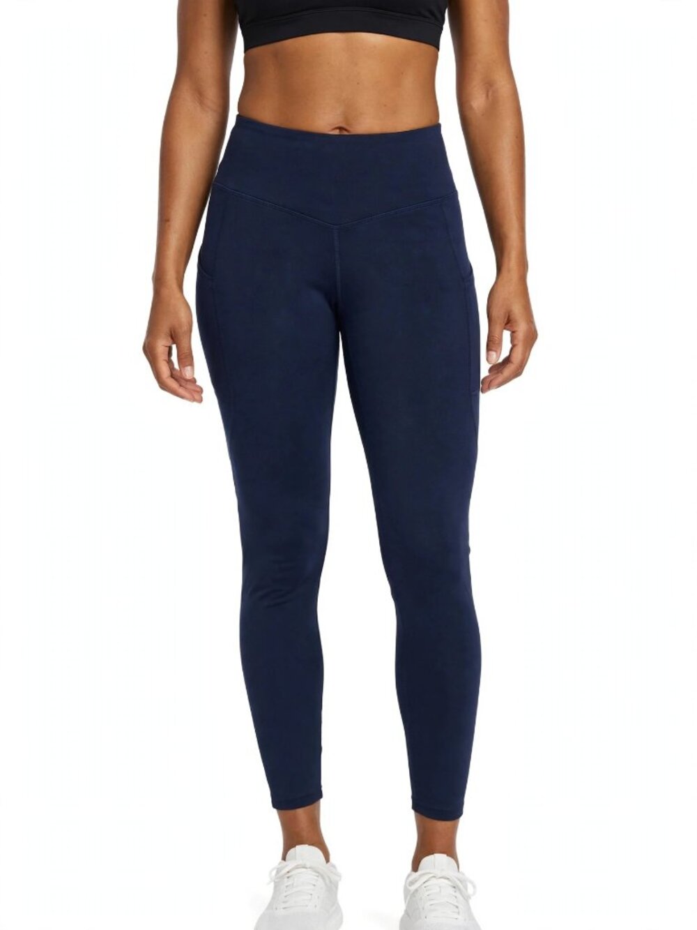 Baleaf High Waist Yoga Leggings Navy Blue Side Pockets Size M Like New